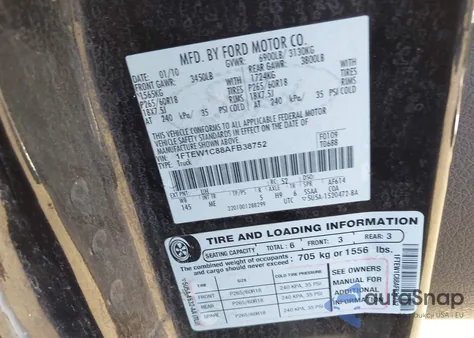 2010 Ford F-150 Xl/Xlt from USA, damaged, VIN 1FTEW1C88AFB38752